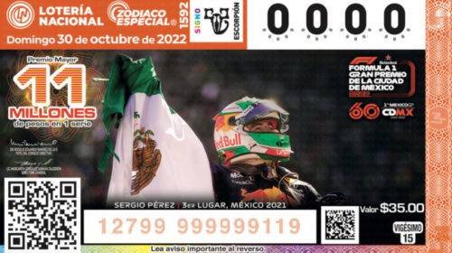 Checo, Adrián Fernández y los Hermanos Rodríguez en los billetes de la Lotería Nacional