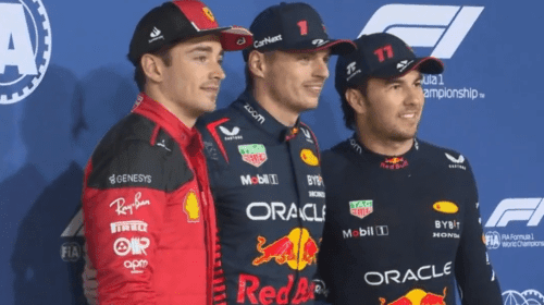 Podio de la Calificación en el Gran Premio de Bahréin.