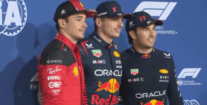 Podio de la Calificación en el Gran Premio de Bahréin.