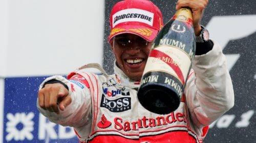Lewis Hamilton en su primer triunfo de F1.