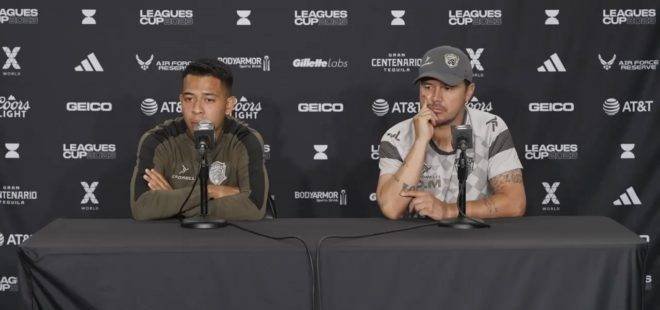 Diego Mejía y Sebastián Saucedo previo al duelo ante LAFC.