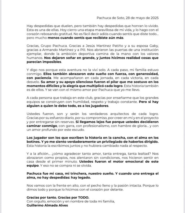 Guillermo Almada se despide del Club Pachuca 2 Guillermo Almada se despide del Club Pachuca