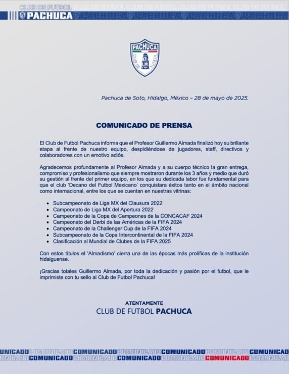 Guillermo Almada se despide del Club Pachuca 3 Guillermo Almada se despide del Club Pachuca
