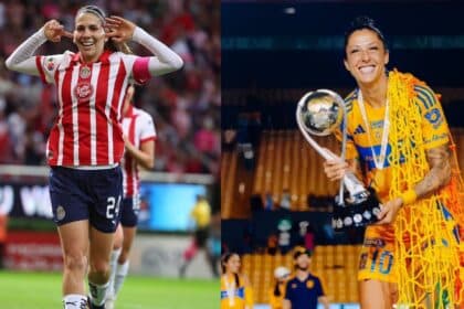 Juego de Estrellas Liga MX Femenil. Licha Cervantes y Jennifer Hermoso estrellas de la Liga MX Femenil.