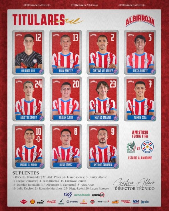 Los once de Paraguay para enfrentar a México