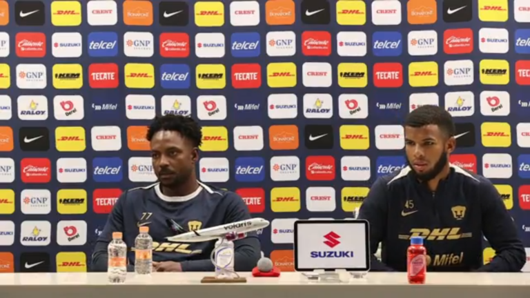 Álvaro Angulo y Pedro Vite, jugadores de Pumas en la Liga MX.