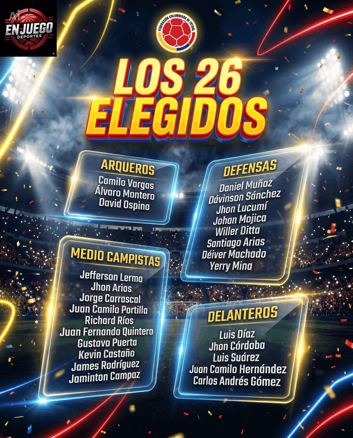 Los convocados por Colombia para el Mundial. Solo hay 2 de Liga MX. 
