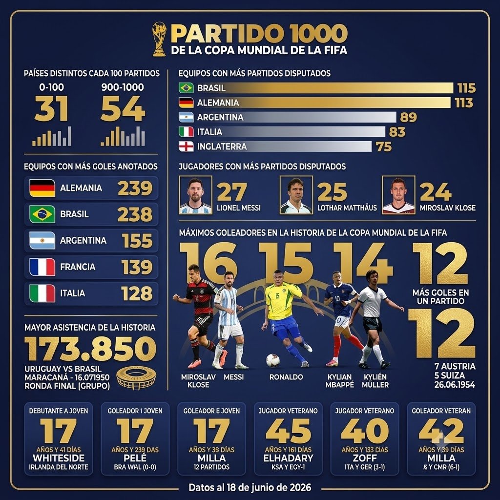 Se juega el partido 1000 en la historia de los mundiales