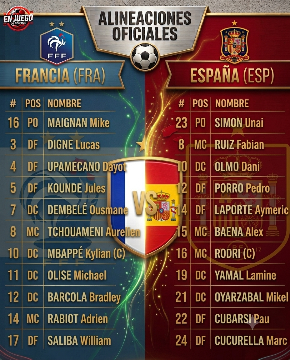 Francia vs España alineaciones confirmadas