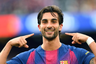 Ferran Torres celebra un gol con la camiseta del Barcelona