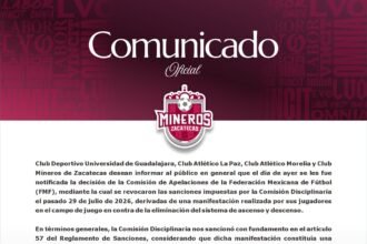 Comunicado oficial de Mineros de Zacatecas sobre la apelacion ante el TAS