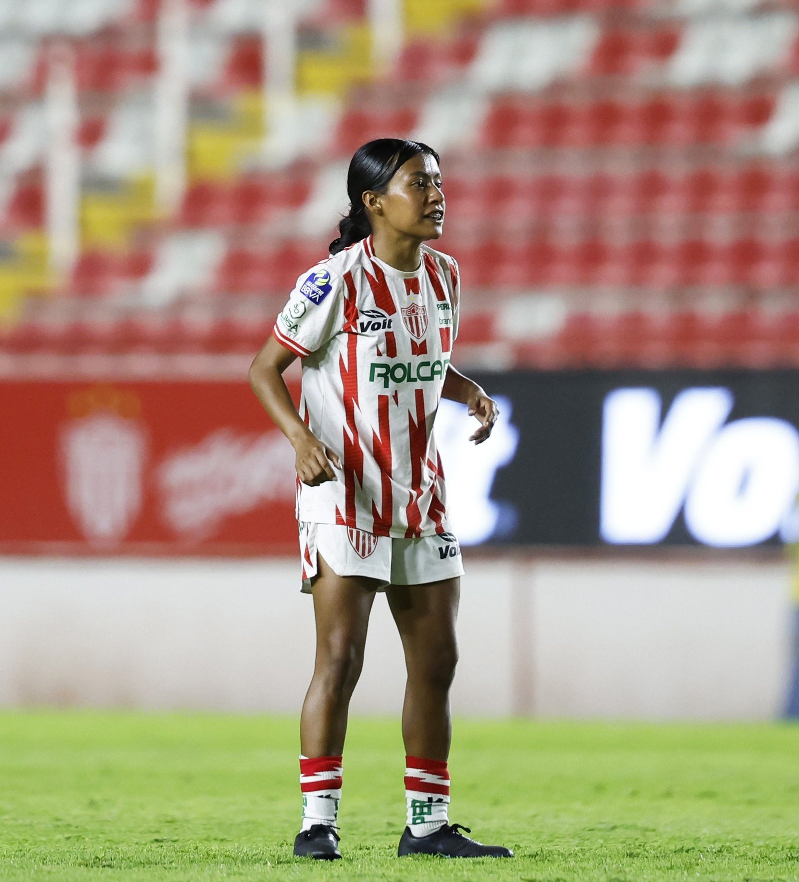 Jugadora de Necaxa durante el partido ante Toluca en el Estadio Victoria