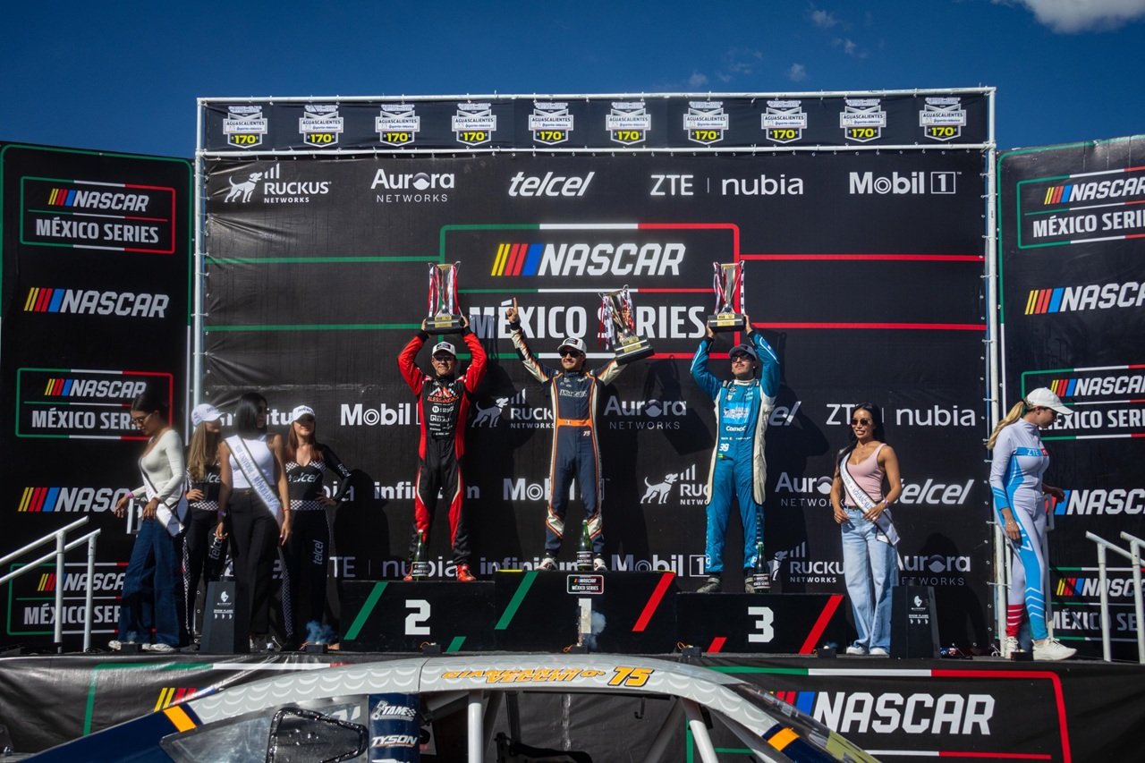 Podio de la Challenge Series con Rodríguez, Vecchi y Barrales Jr.