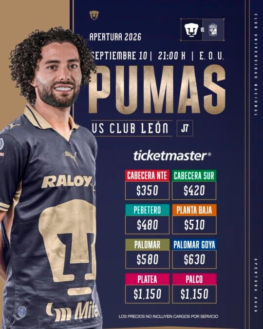 Liga MX: así serán los precios de boletos para Pumas vs León