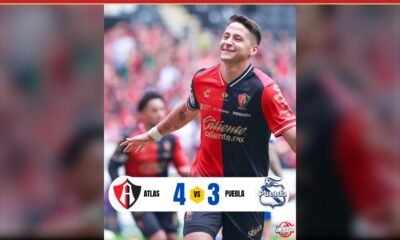 Atlas 4, Puebla 3: un jugador de Atlas sonríe tras anotar en el Estadio Jalisco, en la Jornada 14 del Apertura 2026