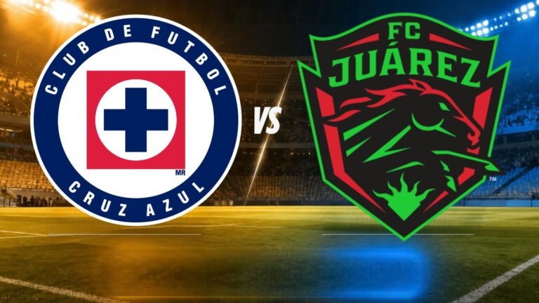 Boletos Cruz Azul vs Juárez: escudos de Cruz Azul y FC Juárez con la palabra VS sobre un estadio iluminado, para la Jornada 12 del Apertura 2026.