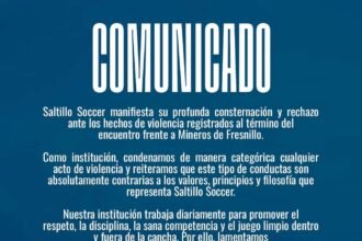 Comunicado de Saltillo Soccer sobre los hechos de violencia al término del partido ante Mineros de Fresnillo.