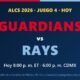 Gráfico del Juego 4 de la ALCS 2026 entre Guardians y Rays, hoy a las 6:00 p. m. hora de la CDMX
