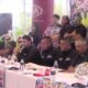 Conferencia de prensa de Guerra de Dinastías, la función de lucha libre de GM Lucha Libre Zacatecas, con luchadores enmascarados y los cinturones
