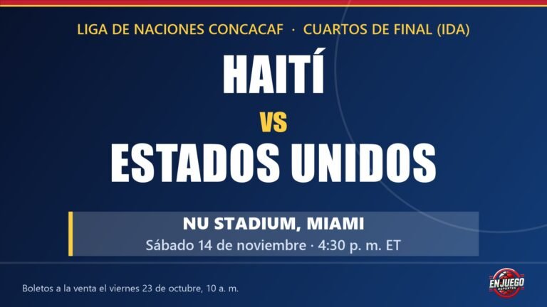 Tarjeta de En Juego Deportes: Haití vs Estados Unidos en el Nu Stadium de Miami, sábado 14 de noviembre a las 4:30 p. m. ET, por la Liga de Naciones de la Concacaf