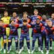 Los once titulares del Houston Dynamo posan antes del partido ante Seattle Sounders en el Lumen Field