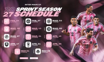 Gráfico oficial del calendario de Inter Miami CF para la Temporada Sprint 2027 de la MLS, con los 14 partidos y jugadores del equipo