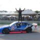 Mateo Girón celebra sobre el auto #05 de Alessandros tras ganar el Gran Premio Yucatán 200 de NASCAR México