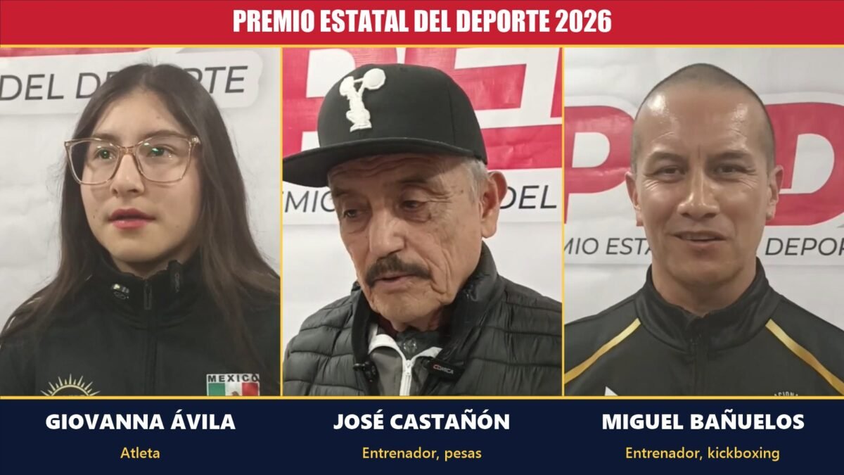 Ganadores del Premio Estatal del Deporte 2026 en Zacatecas: Giovanna Ávila (Atleta), José Castañón y Miguel Bañuelos (Entrenadores)