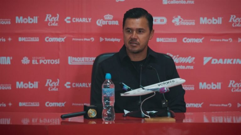 Diego Mejía, técnico del Atlético de San Luis, en la conferencia de prensa tras ganar 2-1 a Querétaro