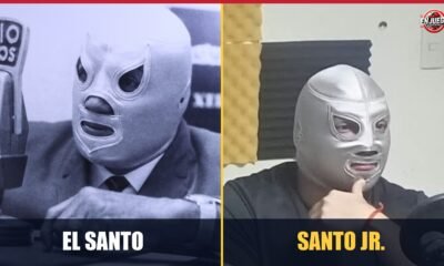 Comparación de El Santo, el Enmascarado de Plata, y su nieto Santo Jr., ambos con máscara plateada